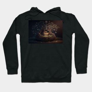 Acoustic Guitar Tree Of Life / Unwind Art Work Design Hoodie